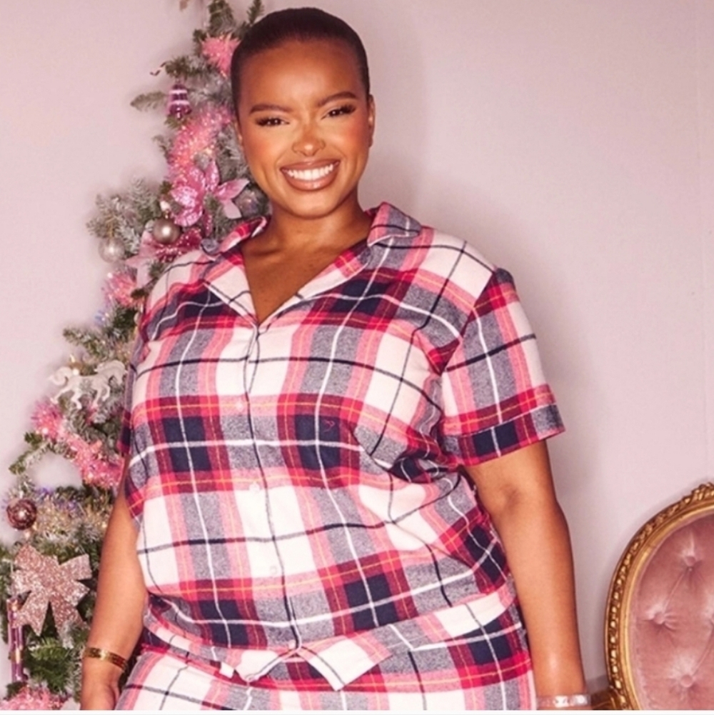NWT PrettyLittleThing Plaid Pajama Top ~ Size XL